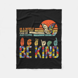 Kind Hand Gebarentaal Asl Puzzel Autisme Awarenes Fleece Deken