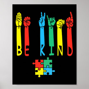 Kind Hand Gebarentaal Puzzel Autisme als Bewustzij Poster