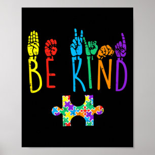 Kind Hand Gebarentaal Puzzel Autisme als Bewustzij Poster
