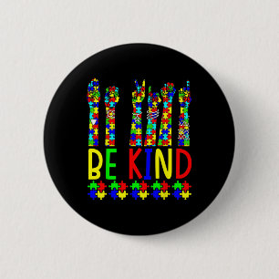 Kind Hand Gebarentaal Puzzel Autisme als Bewustzij Ronde Button 5,7 Cm