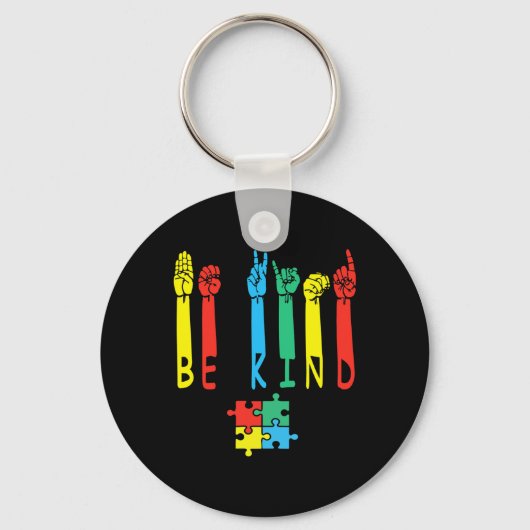 Kind Hand Gebarentaal Puzzel Autisme als Bewustzij Sleutelhanger (Voorkant)