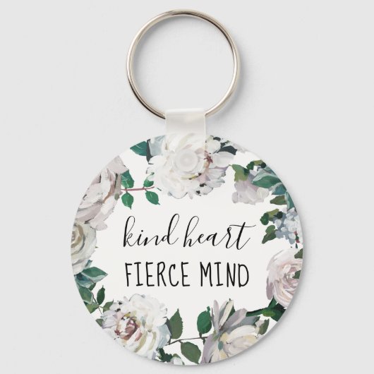 Kind Heart Fierce Mind Waterverf Floral Sleutelhan Sleutelhanger (Voorkant)