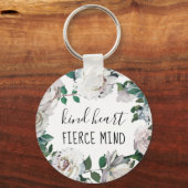 Kind Heart Fierce Mind Waterverf Floral Sleutelhan Sleutelhanger (Voorkant)