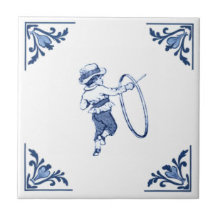 Kind hoopspeel kinderspeelgoed Delft hoek blauw & Tegeltje