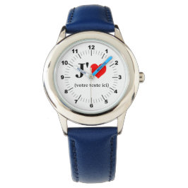 Kind I hart roestvrij staal blauw nummer Horloge