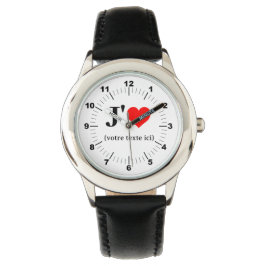 Kind I Heart Zwart Lederen Strap Watch Horloge