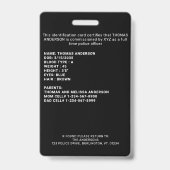 Kind-ID Aangepaste foto-politieagent Student Badge (Achterkant)