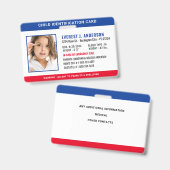 Kind ID Identificatie Noodhulpmiddel Aangepaste fo Badge (Voor- en achterkant)