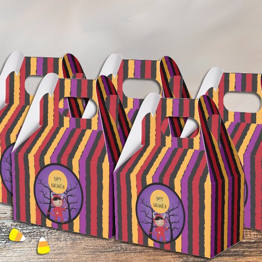 Kind in Duivelskostuum Kleurrijke Halloween Favor Bedankdoosjes