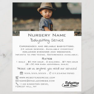 Kind in Pet, Babysitter, Dagopvang, Nursery Advert Flyer