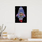 Kind in Rocket Ship Space Travel Room Poster (Keuken)