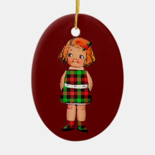 Kind in Rood & Groen Gecontroleerd Speld Keramisch Ornament