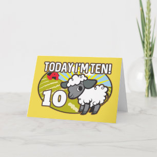 Kind is 10 jaar, vandaag ben ik 10! Schattige lam Kaart