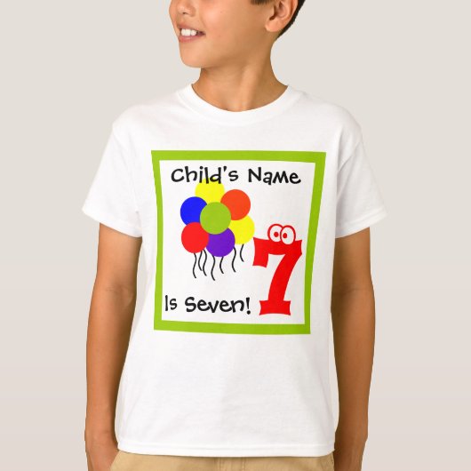 kind is zeven 7, 7e verjaardag t-shirt (Voorkant)