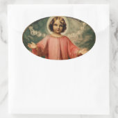 KIND JESUS MET ANGELS, OVALE STICKER (Tas)