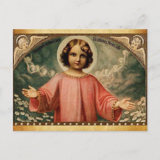 KIND JESUS MET ANGELS, Parchment Briefkaart (Voorkant)