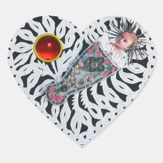 Kind Jezus, Antiek kerstpapier Hart Sticker (Voorkant)