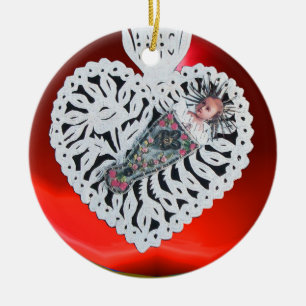 Kind Jezus, Antiek kerstpapier Keramisch Ornament