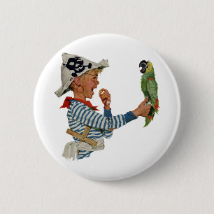 kind, jongen die pirate Parrot Bird speelt Ronde Button 5,7 Cm