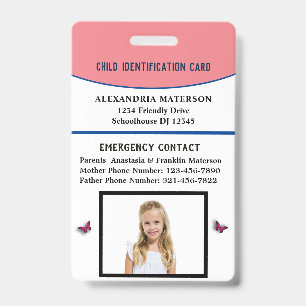 Kind jongen meisje ID Identificatiekaart Allergie Badge