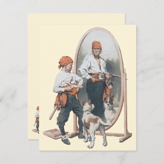  Kind, Jongen Pirate, Dog, Mirror, Buccaneer (Voorkant / Achterkant)