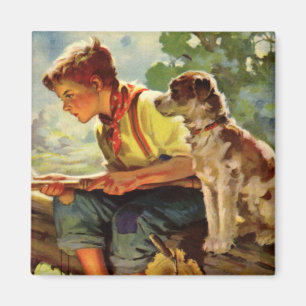  kind, jongen Vist met zijn huisdier Magneet