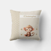 Kind kamer Voeg naam schattig aap bruin Kussen (Achterkant)