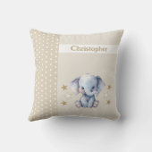 Kind kamer Voeg naam schattig olifant bruin Kussen (Achterkant)