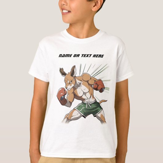 Kind Kangaroo Boxer Anime Illustratie T-Shirt (Voorkant)