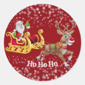 Kind kerstrenrendierenkortingen ronde sticker (Voorkant)