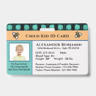 Kind Kid ID Identificatie Personaliseer Kaart Badge