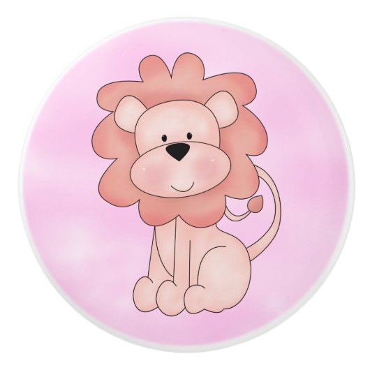 Kind Knobs en pulls Cute Pink Lion Keramische Knop (Voorkant)