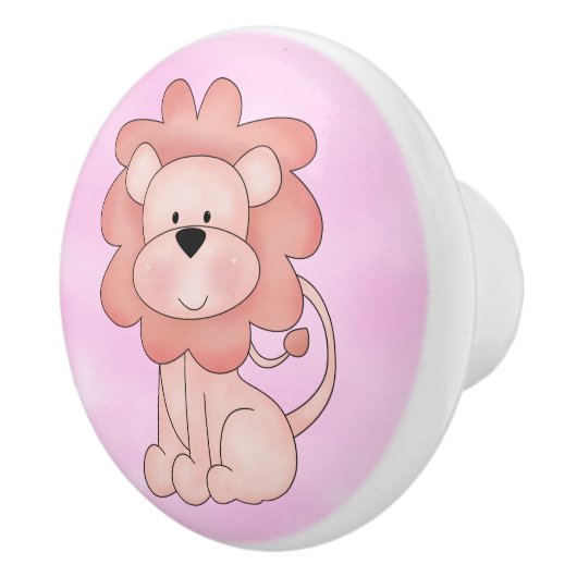 Kind Knobs en pulls Cute Pink Lion Keramische Knop (Rechts)