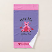 Kind Leuke Paarse & Roze Teddybeer, Harten Custom Bad Handdoek (Handdoek)