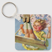  Kind, meisje dat op een Boom zwaait Sleutelhanger (Voorkant)