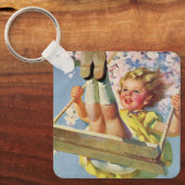  Kind, meisje dat op een Boom zwaait Sleutelhanger (Voorkant)