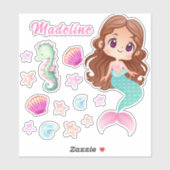 Kind Mermaid Personalized set Sticker (Vel)