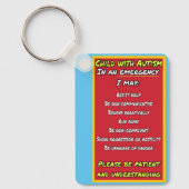 Kind met Autisme Emergency Sleutelhanger (Voorkant)