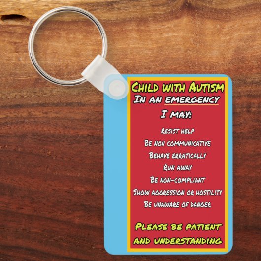 Kind met Autisme Emergency Sleutelhanger (Voorkant)