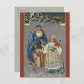 kind met blauw kerstfeest briefkaart (Voorkant / Achterkant)