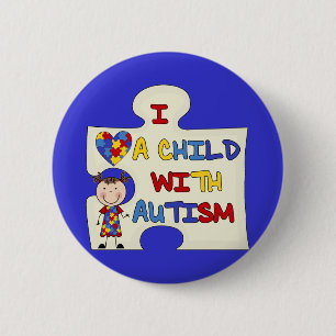 Kind met Donkerbruin Meisje 2 van het Autisme Ronde Button 5,7 Cm