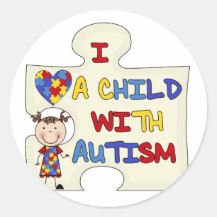 Kind met Donkerbruin Meisje 2 van het Autisme Ronde Sticker