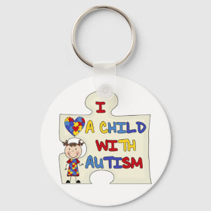 Kind met Donkerbruin Meisje 2 van het Autisme Sleutelhanger