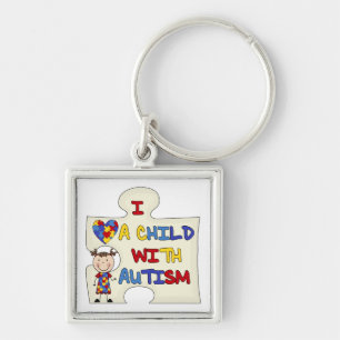 Kind met Donkerbruin Meisje 2 van het Autisme Sleutelhanger
