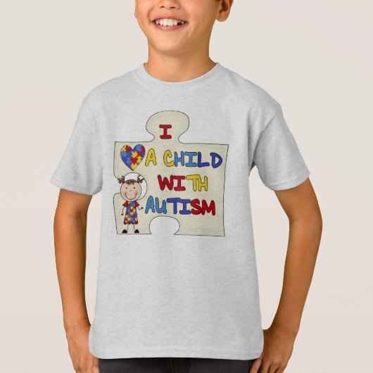 Kind met Donkerbruin Meisje 2 van het Autisme T-shirt (Voorkant)