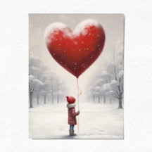 Kind met hartvormige ballon, Mooie winterscène