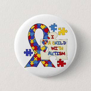 Kind met het Lint van de Voorlichting van het Auti Ronde Button 5,7 Cm
