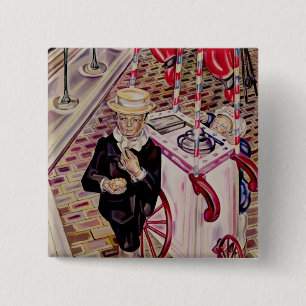 Kind met ijskap vierkante button 5,1 cm