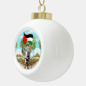 Kind met Keffiyeh Palestina Vlag en Olijfboom Keramische Bal Ornament (Rechts)