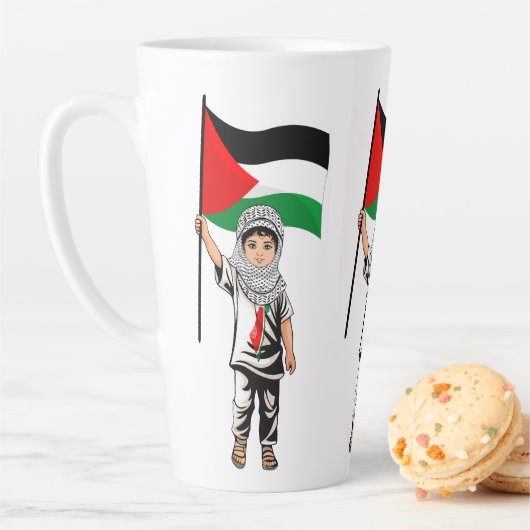 Kind met Keffiyeh Palestina Vlag en Olijfboom Latte Mok (In situ)